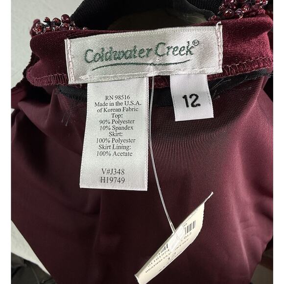 Coldwater Creek Womens Sz 12 Beaded Collar Burgundy Red Velvet USA Cardigan NWT - Picture 6 of 8